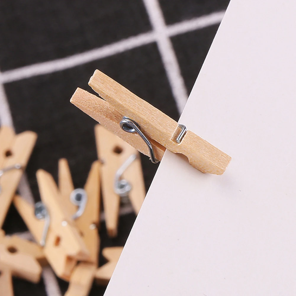 100Pcs 2.5cm Mini Natural Wooden Clothes Pin Photo Paper Peg Clothespin DIY Craft