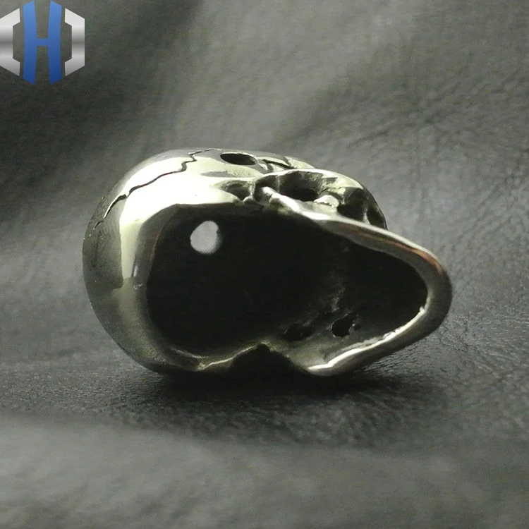 White Fine Polishing Brass Skull Head Three Links DIY Paracord Beads Umbrella Pendants Personalized Accessories EDC Knife Beads