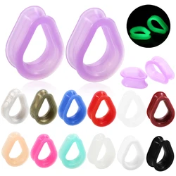 1Pair Flessibile Del Silicone Tappi Per Le Orecchie Piercing Goccia Dell'acqua Sottile Doppio Svasato Traforo della carne Dell'orecchio Expander Barella Orecchini