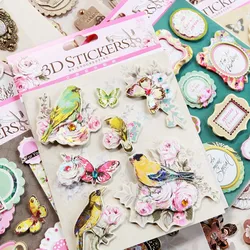 DIY 3D Stickers Scrapbooking Material Metal Cameo Frame Butterfly Flower Sticker File Album Journaling Decoration Hobby Craft