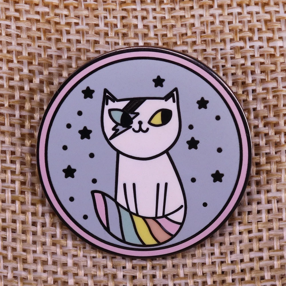 Rainbow Kitten Outer Space Pin brooch badge