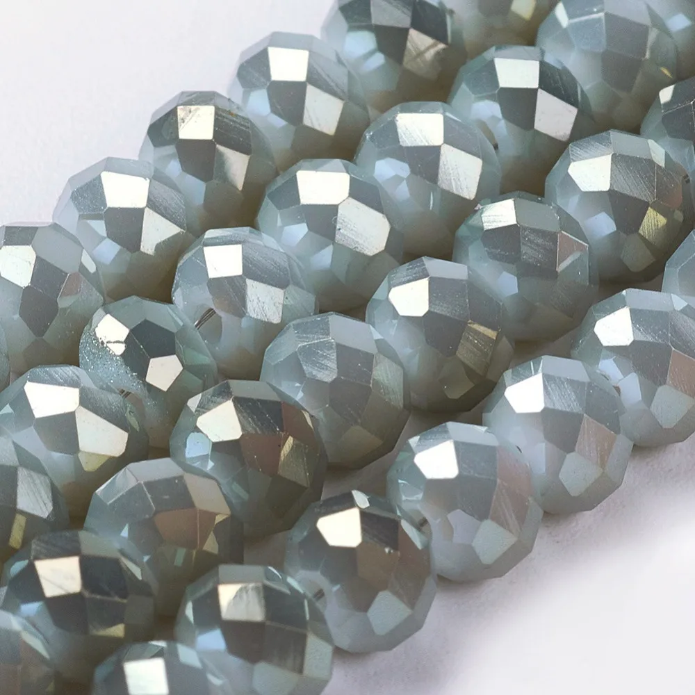 10 Strands (Approx 1000pcs ) 6x4mm Dark Sea Green Imitation Faceted Abacus Electroplate Glass Beads Spacer Loose Bead Hole: 1mm