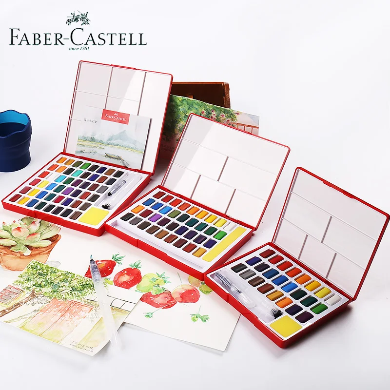 24/36/48Color Watercolor Paint Set Professional Box With Paint Brush Portable Solid Pigment For Watercolor Painting Art Supplies