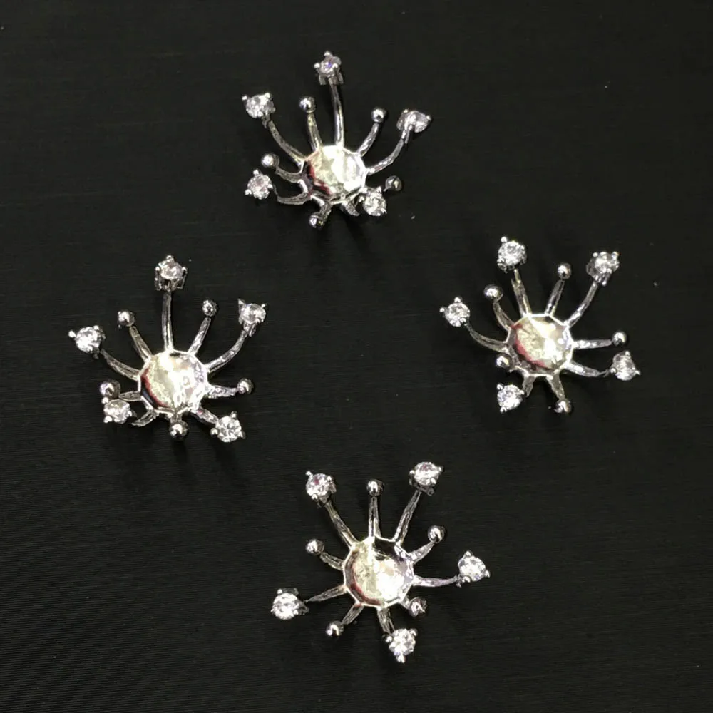 

10pcs 15mm Green Clear CZ Cubic Zircon Paved Flower Stamens Pistils Beads Caps Bases DIY Fashion Jewelry Accessories