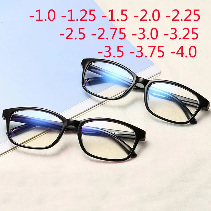 -1.0 -1.25 -1.50 -1.75 -2.0 -2.5 -3.0 To -4.0 Finished Myopia Glasses Women Men Short Sight Eyewear Black Blue Red Frame