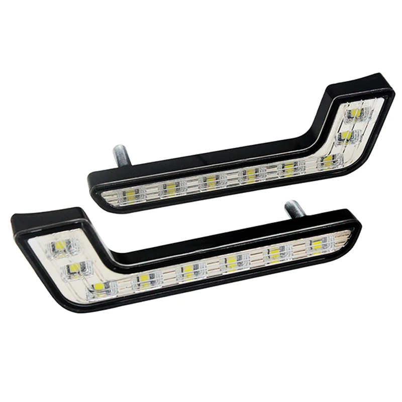 2Pcs/Set Pure White Car LED DRL L-Type Waterproof Fog Lamp Auto LED Daytime Running Light With On/Off Function Daylight