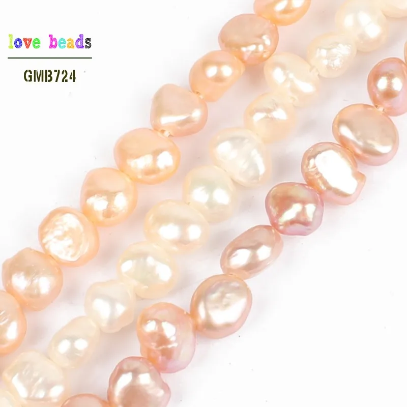 5-6mm Natural White Pink Freshwater Pearl Baroque Gem Irregular Beads Strand 15\