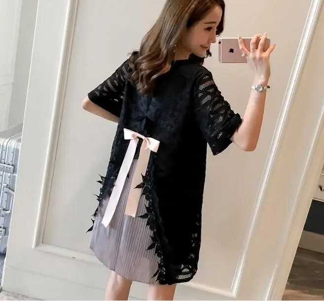 New Lace Maternity Party Dress2019 Spring Summer Korean Fashion Clothes for Pregnant Women Elegant Pregnancy Pregnan dress