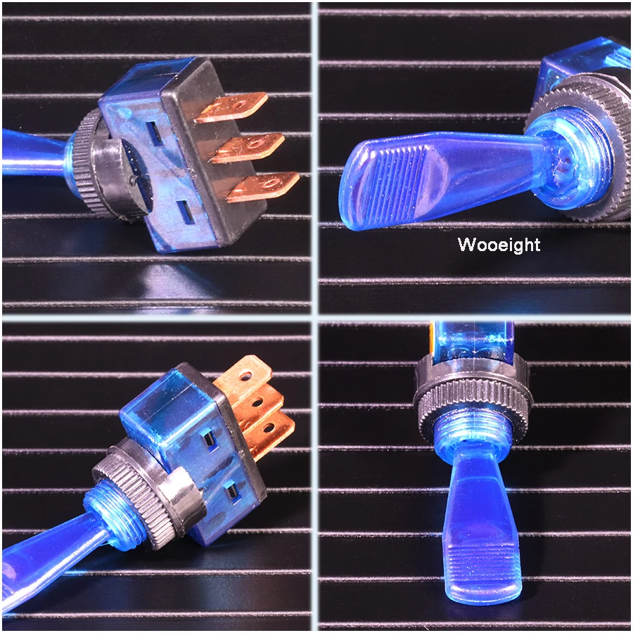 Wooeight 4Pcs Automotive Toggle Switch 3 Pin ON-OFF With Lamp 12V 20A ASW-13D LED Light Switch 4 Colors 12mm Accessories