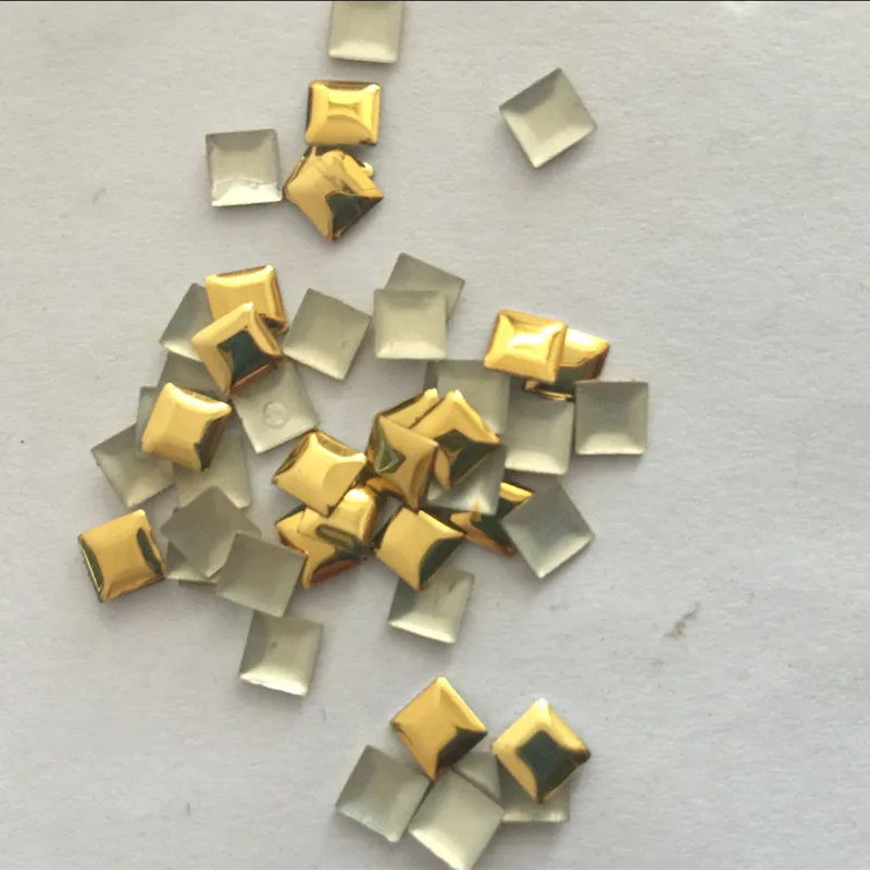 1440PCS/10gross 4*4mm Gold Pyramid Hotfix Studs Square Iron-on Rhinestuds Heat Transfer For Garments DIY Hot Fix Nailheads