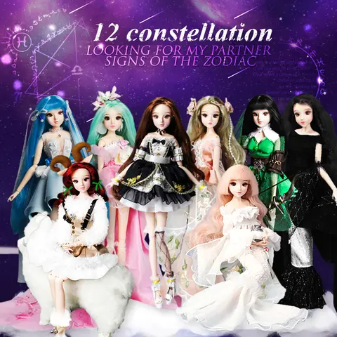 DBS MM Girl 12 constellations dolls BJD with clothes shoes stand 14 joint body it suitable for toy gift girl