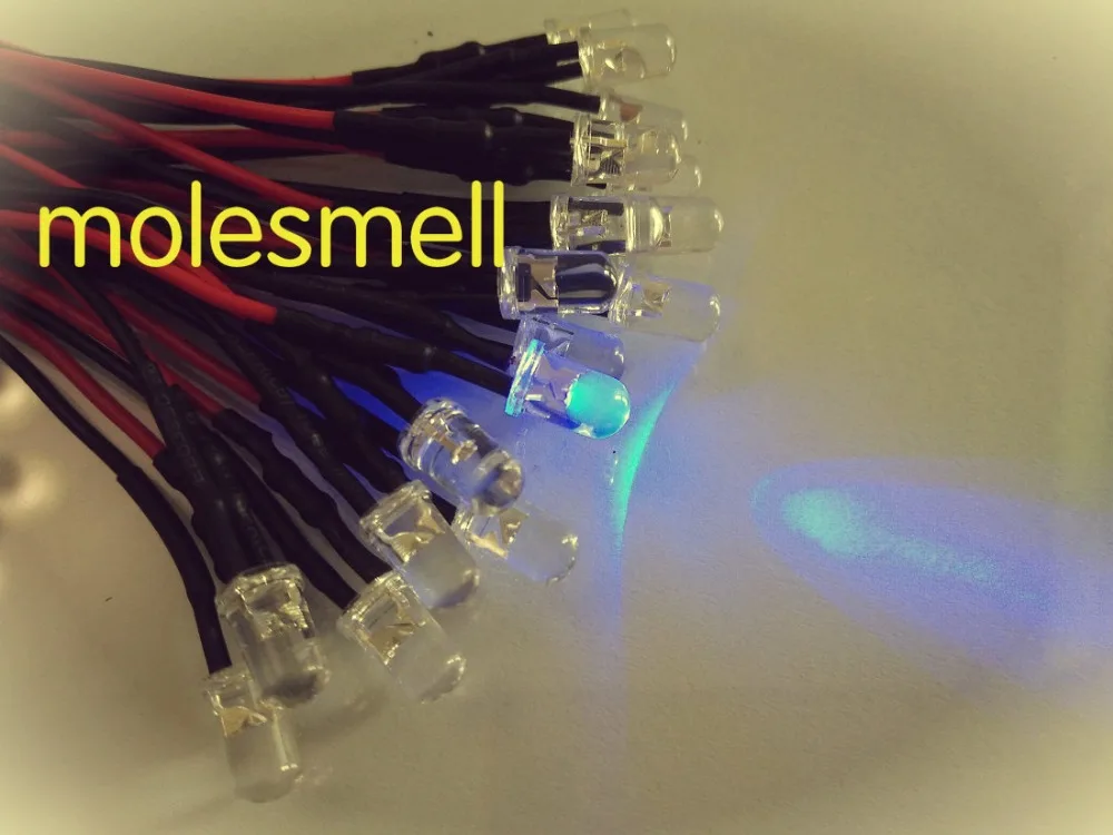 

50pcs 5mm 5v Purple Water clear round LED Lamp Light Set 20cm Pre-Wired 5mm 5V DC purple/uv led