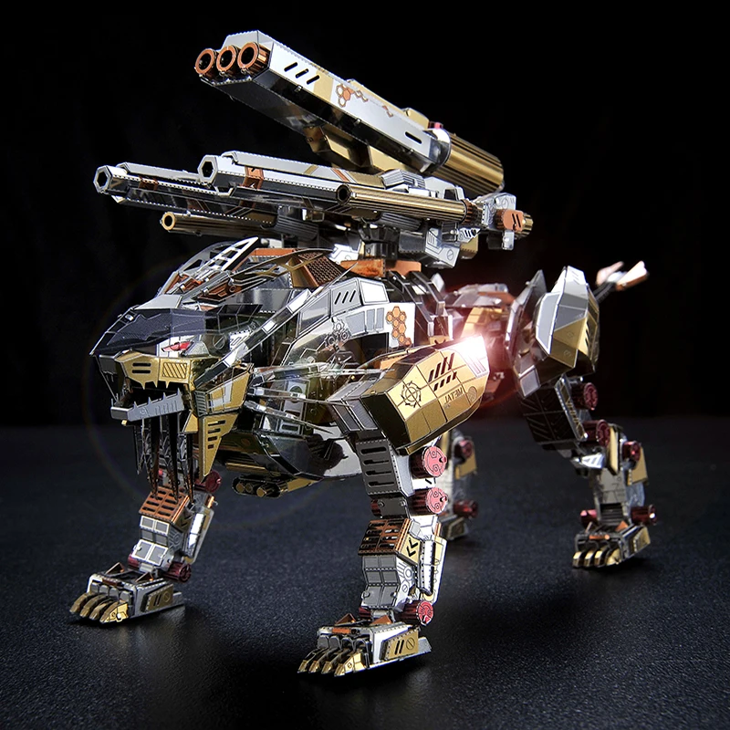 Microworld Models A Roaring Lion Knight model DIY laser cutting Jigsaw puzzle fighter model 3D metal Puzzle Toys for adult gifts