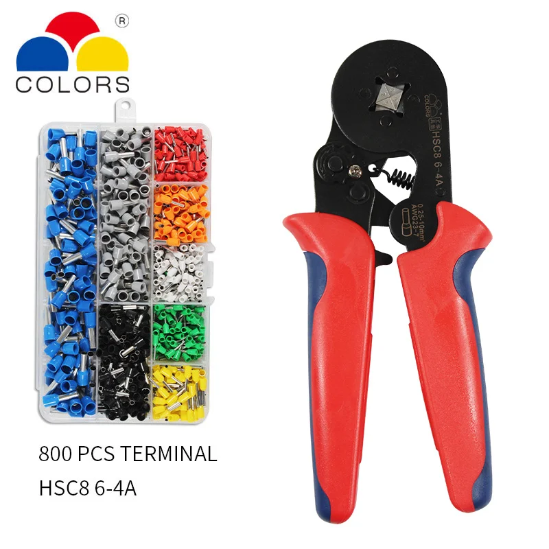 

Ferrule Crimping Tool Kit - Ferrule Crimper Plier w/ 800pcs Wire Ferrules Wire Ends Terminals AWG 23-7 (0.25-10mm²)