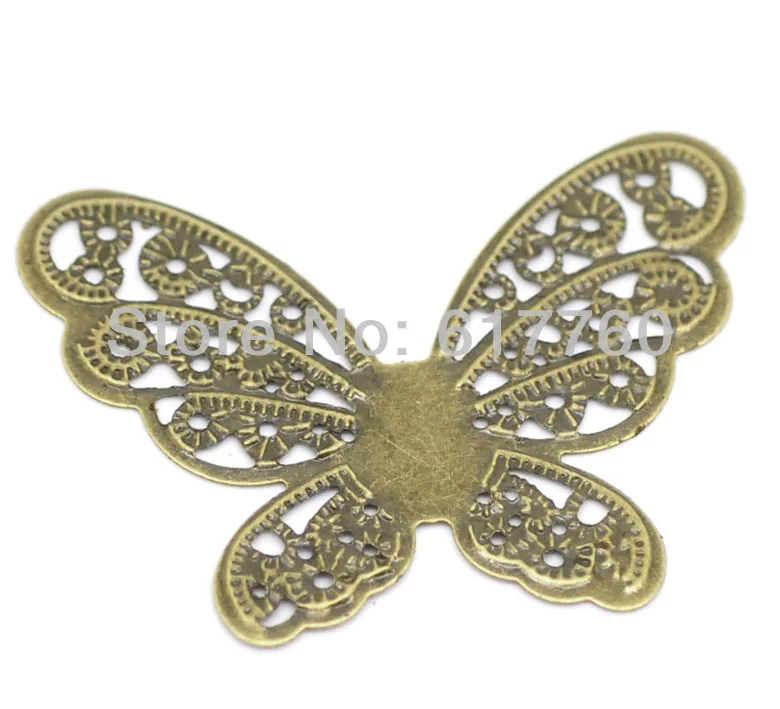 

Free shipping-50Pcs Antique Bronze Filigree Butterfly Wraps Connectors Embellishment DIY Jewelry Findings 4.3x3.3cm J0006