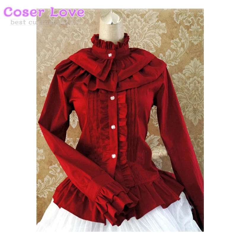 Sweet Cotton Lolita Blouse Long Sleeves Ruffles Stand Collar shirt