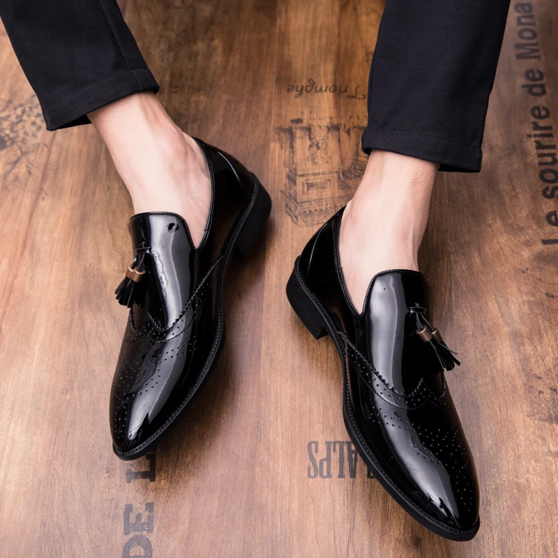 big size 47 Pointed Toe Formal Shoes Man Leather Oxfords Spring Men Italy Dress Shoes Business Wedding party Shoes For Male l5