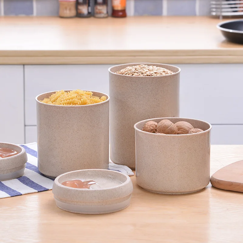 

Storage Box Sealed Box Wheat Straw Case Food Crisper Fridge Fresh Snack Nut Commeal Kitchen Tool Sorting Seasoning Grains Tank