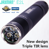 JAXMAN E2L 3LED TIR LENS flashlight 18650 flashlight torch CREE XPG2 camping cycling outdoors free shipping