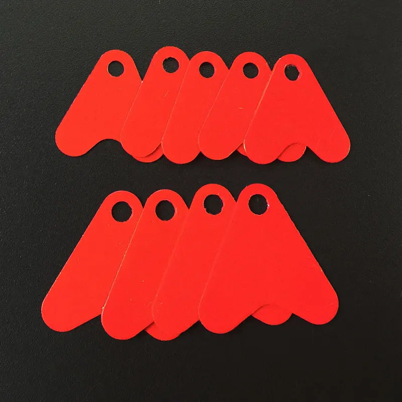 [100pcs/bag] Red Polypropylene Kicker Blades Heart Shape For Spoon Lures Treble Hooks Bass Fishing Accessories Size 21mm/16mm