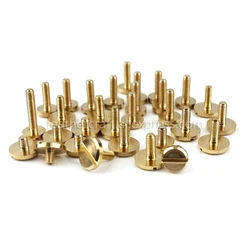 10pcs Solid Brass M3 Slotted Screws Flat Head Bolts Without Nuts Leather craft Belt Wallet Fasteners  8mm/10mm cap more size