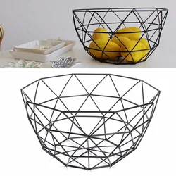 JX-LCLYL New Geometric Iron Wire Decorative Storage Display Basket Fruit Bowl Black 135mm