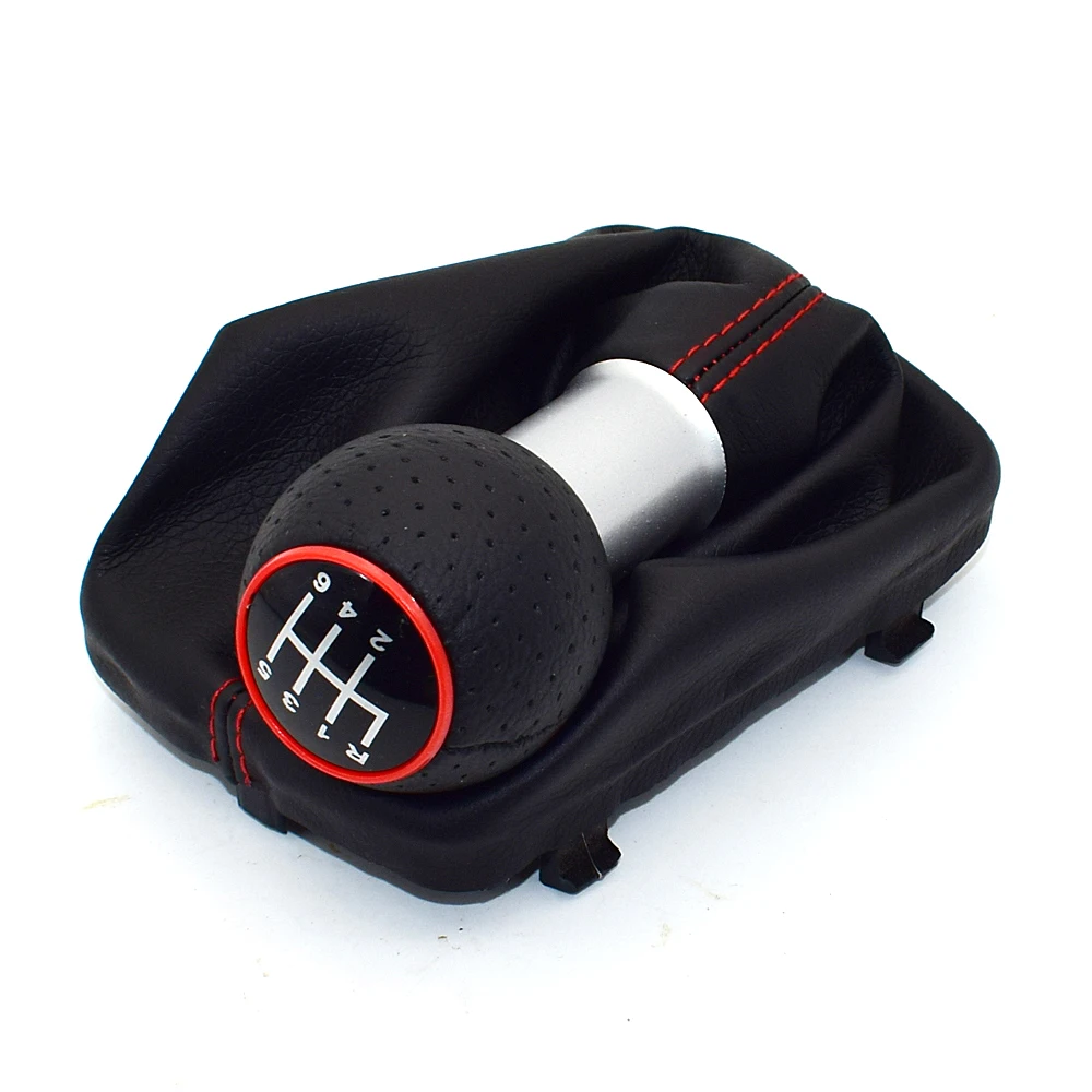 6 Speed For Audi A3 S3 12mm Car Gear Shift Knob Lever Stick Handle Gaiter Boot Cover Case Red Stitch 2001 2002 2003