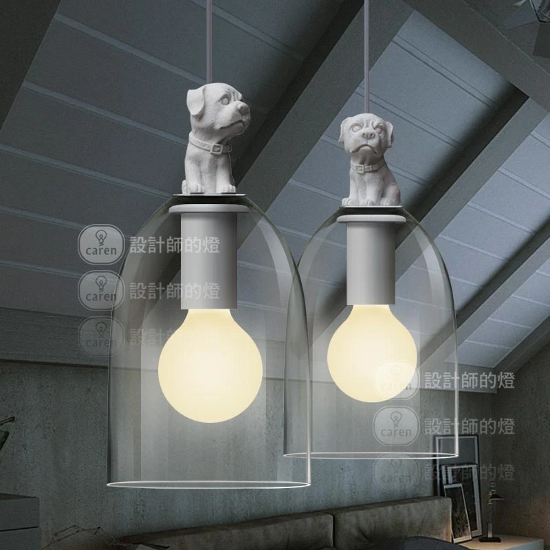 

Modern Brief Fashion Retro Loft Country Creative White Resin Dog Glass Edison Pendant Lamp Study Restaurant Home Decor Lighting