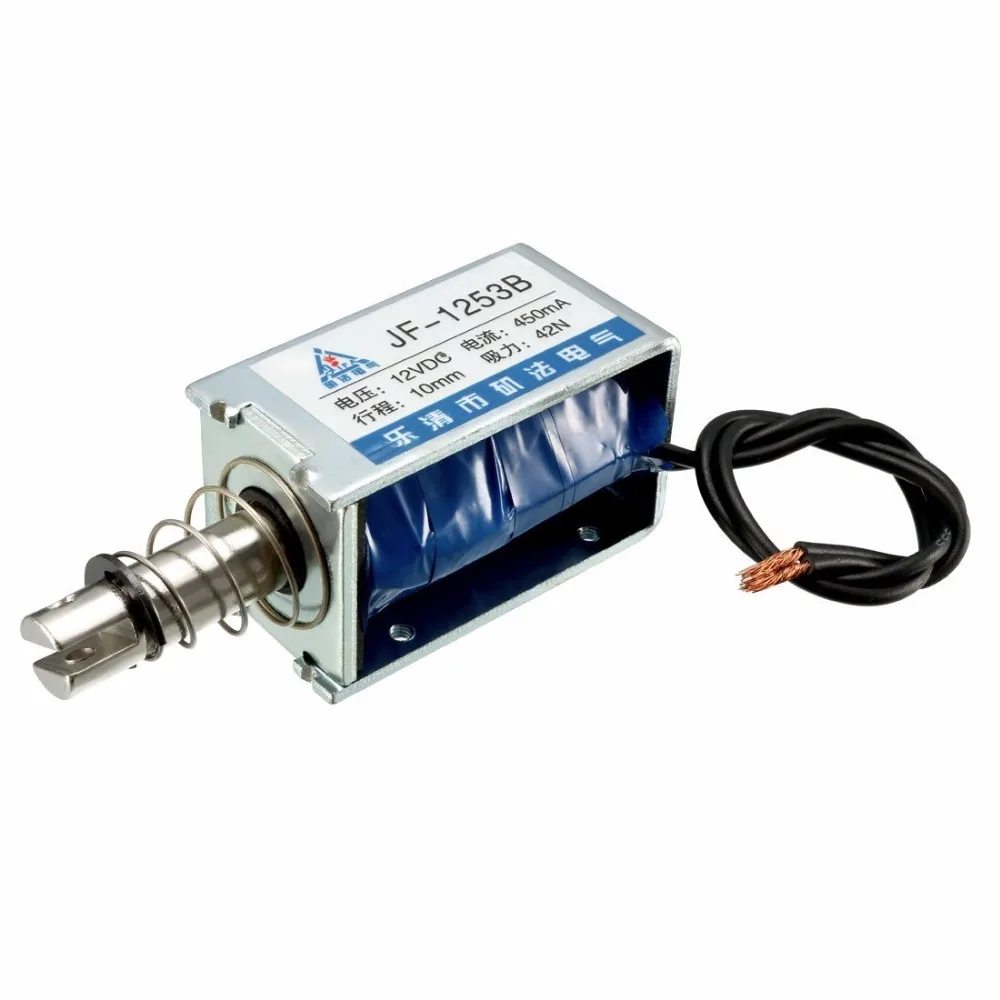 JF-1253B DC 12V 24V 450mA 9.6W 42N 10mm Pull Push Type Linear Motion Solenoid Electromagnet