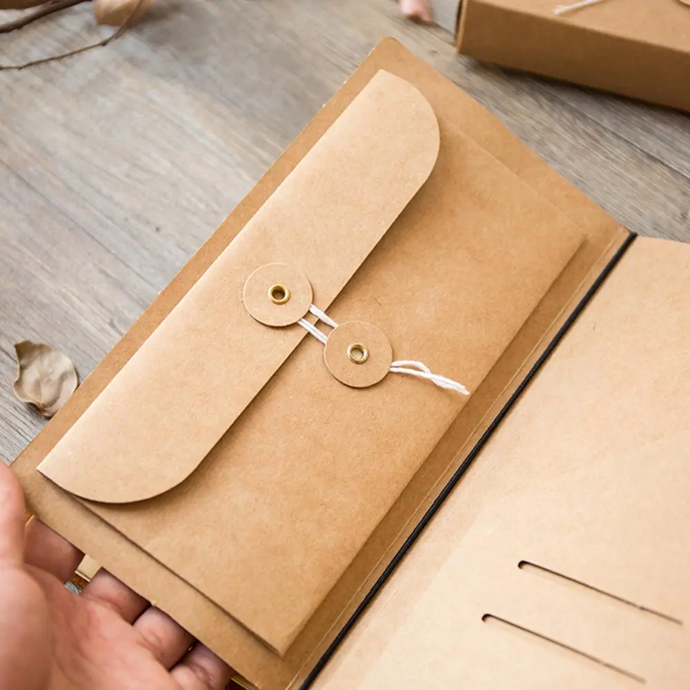 Kraft Paper File Holder travel Journal Notebook Accessory Vintage Card Pocket Storage notebook decoration office school supply