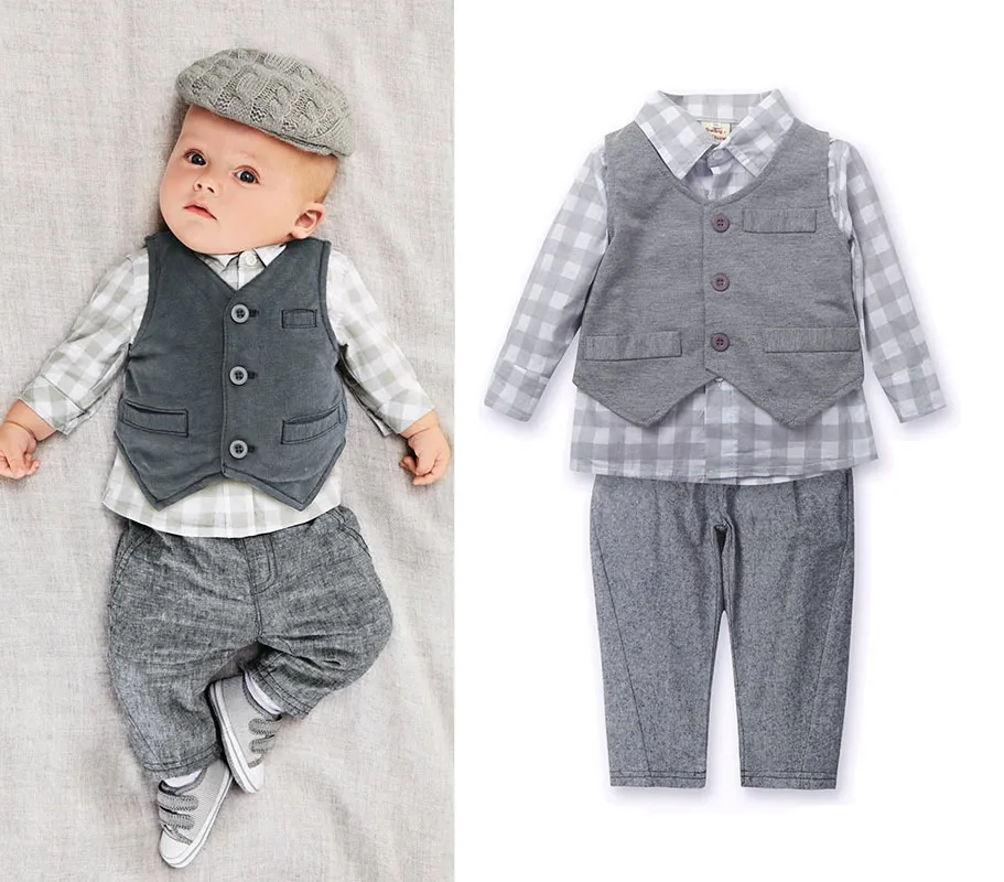 

Cute Dear Baby Boy Infant Fashion Autumn Toddler Plaid Top Hoodie+Pants Trousers Tracksuits Children Clothing Sets Boys Clothes