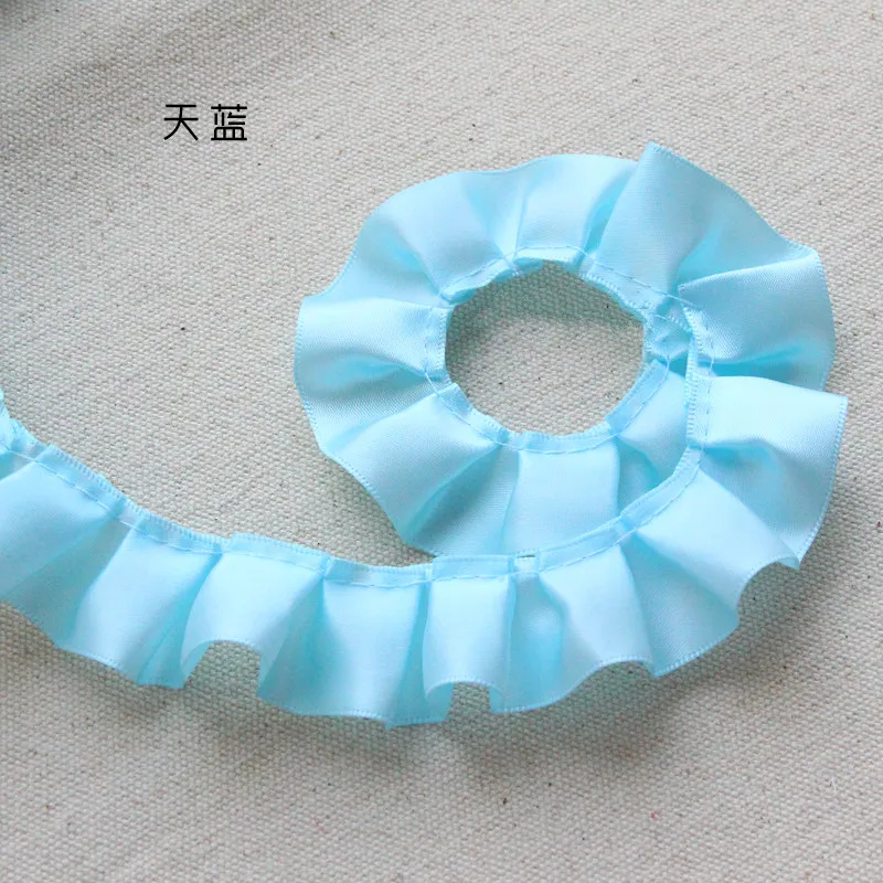 10 Yard/Lot 2,5 CM Breite Satin Plissee Band Falten Spitze Trim DIY Rock Manschetten Handwerk Puppe Kleidung Nähen zubehör – Detail 14