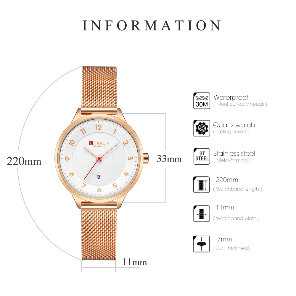 CURREN Simple Style Women Watches Relogio Feminino Top Brand Luxury Quartz Wristwatches Woman Watch Montre Femme Optimal Gift