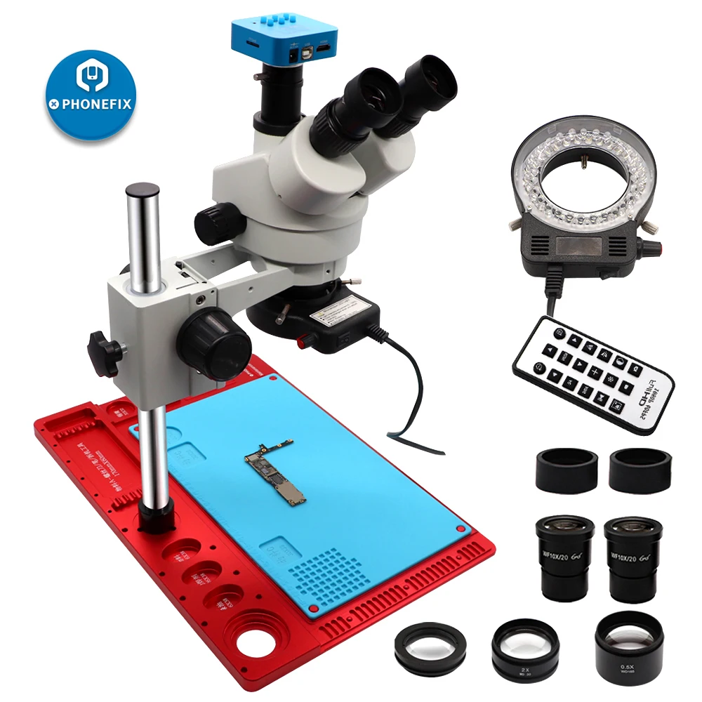 3.5-90X Continuous Zoom Simul Focal Trinocular Stereo Microscope 21MP HDMI Camera for Phone Soldering Repair Tools microscopio