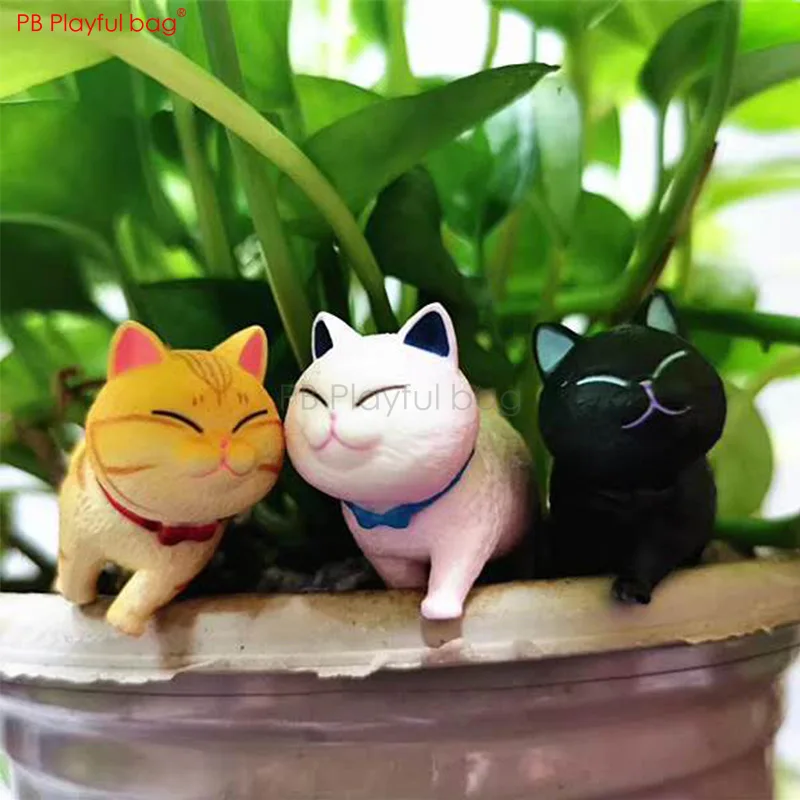 9 Cute Lucky Cats V2 Movable head Advanced coloring Room decoration Animal fan loves 3.5CM height PVC collectible Doll Toys HC08