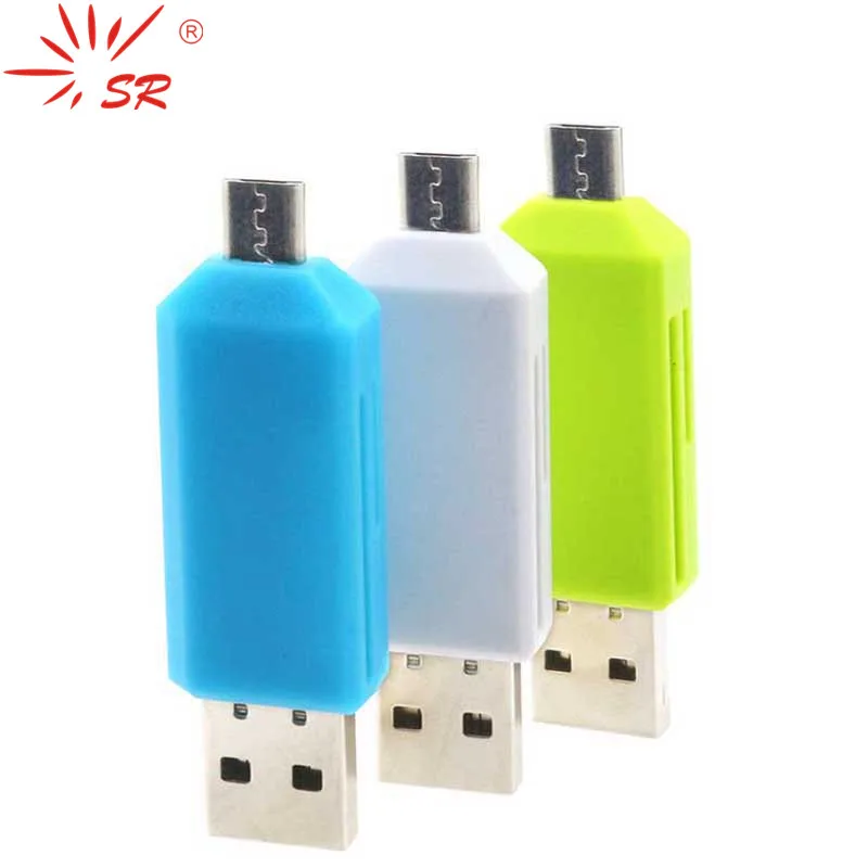 SR 2 in 1 Cellphone OTG Card Reader Universal Micro USB OTG TF/SD Card Reader for Mobile Phone
