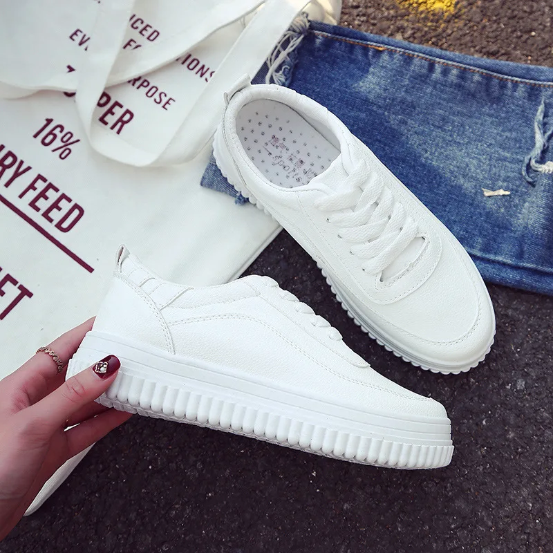 

Shoes Woman Air Thick White Flat Girl Shoes Skateboarding Female Female Leather Shoes Skate Travel Shoes Sneakers Women