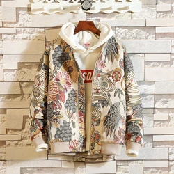 Men Embroidered Jacket 2023 Spring Men Chinese Style Stand Collar Jacket Boutique Male Hip Hop Casual Baseball Jacket 5Xl