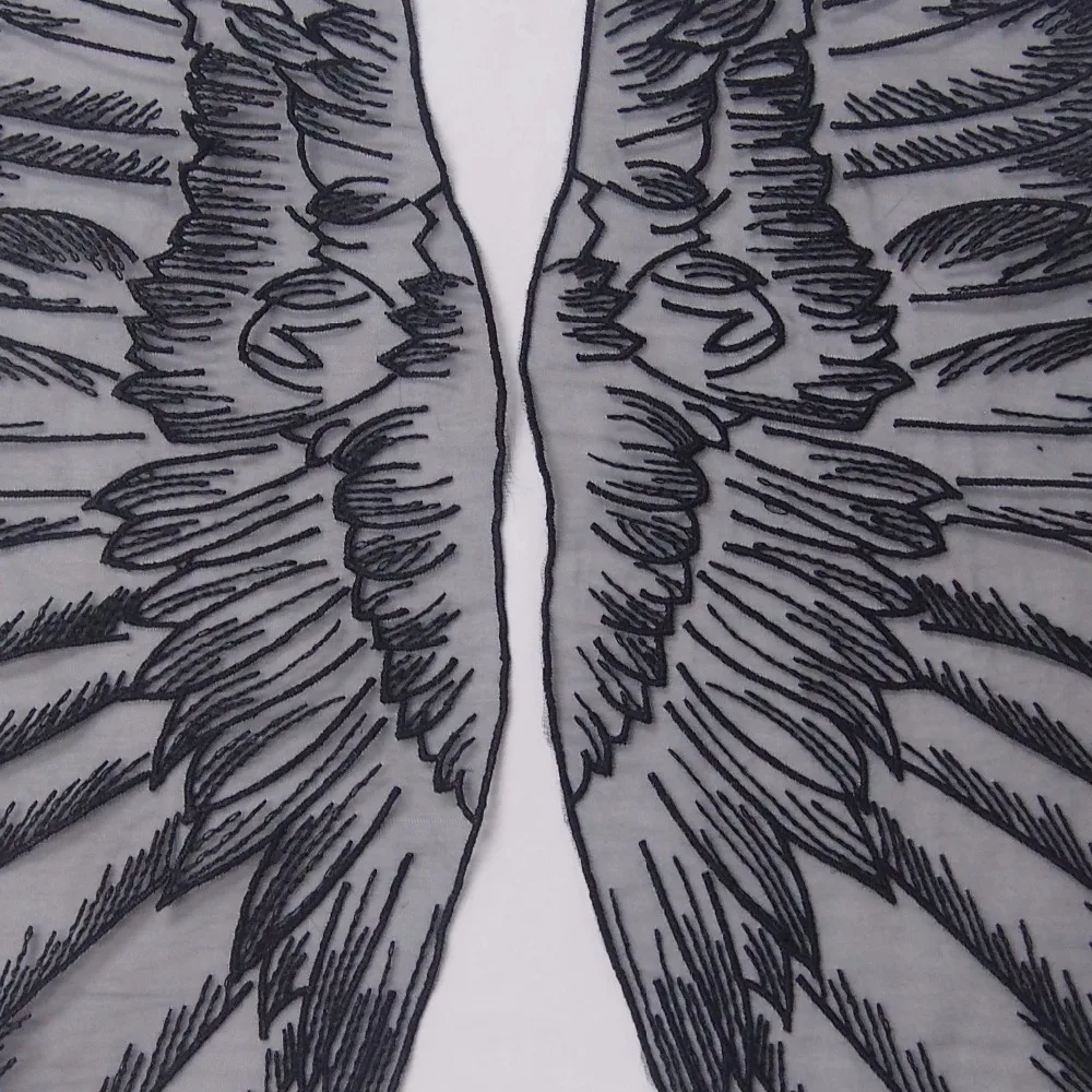 LASUI 3pairs=6 pieces white and black Angel Wings Organza Lace applique DIY Dress accessories 0024
