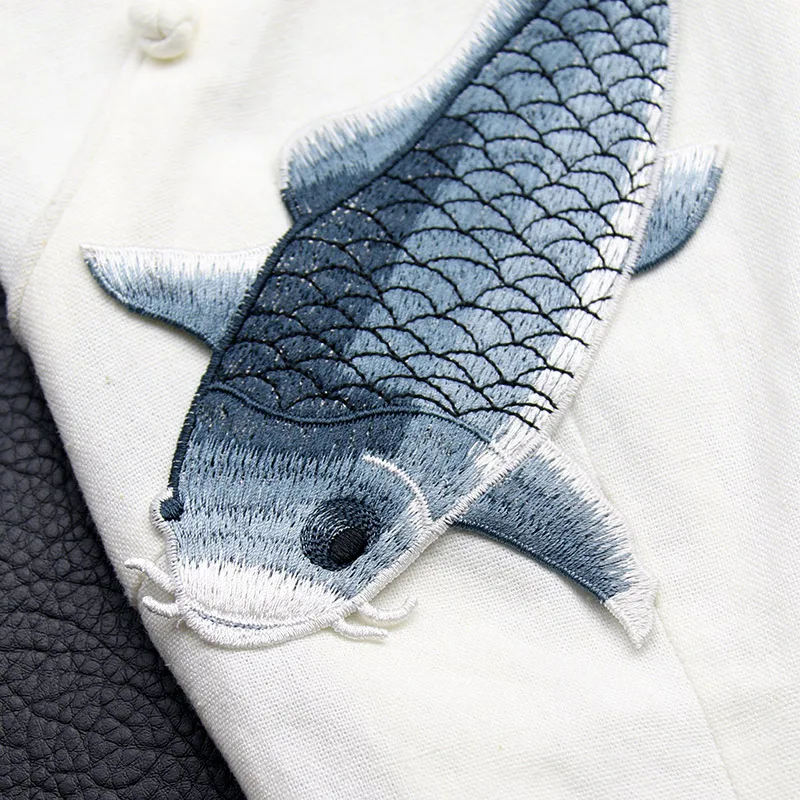 Embroidery red carp without adhesive patch clothing design DIY custom decorative accessories hand sewing golden fish patch