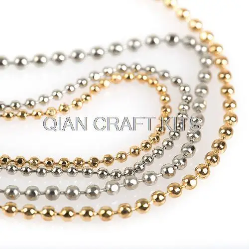 50 meters Ball Chain for Necklace mix size 1.2mm- 2.4mm silver ,gold ,Hematite,Oxidized Antiqued solid Brass or iron nickle free