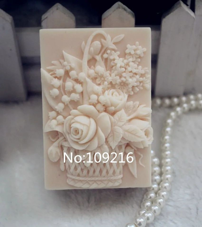 wholesale!!!1pcs Flower Basket (ZX101) Handmade Soap Mold Crafts DIY Silicone Mould