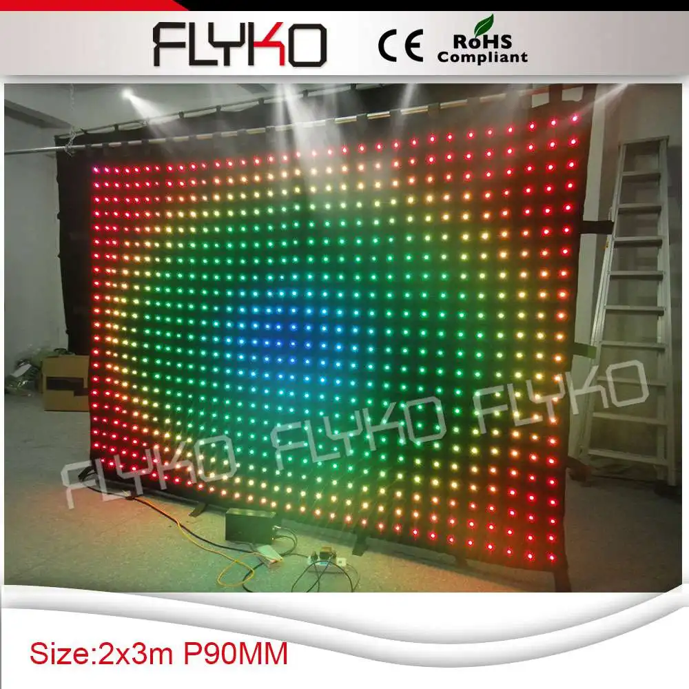 p9 2x3m new product rgb full color tv shows soft flexible led curtain screen SD controller system