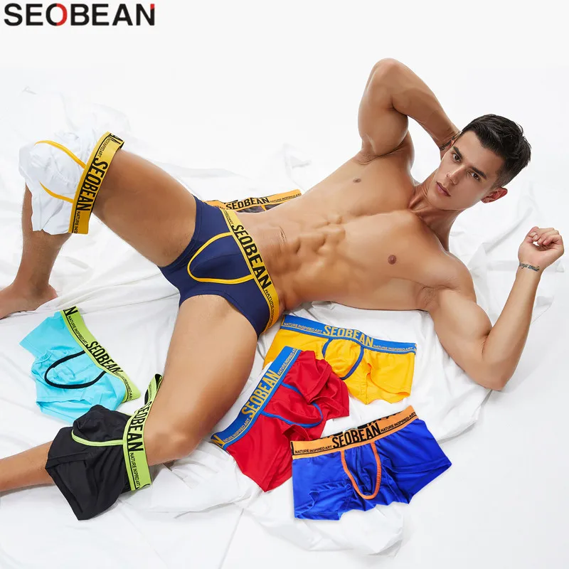 SEOBEAN Colorful Lucky Men\'s Boxer Briefs Mesh Breathable Underpants Sexy Men Underwear Boxershorts Male Panties