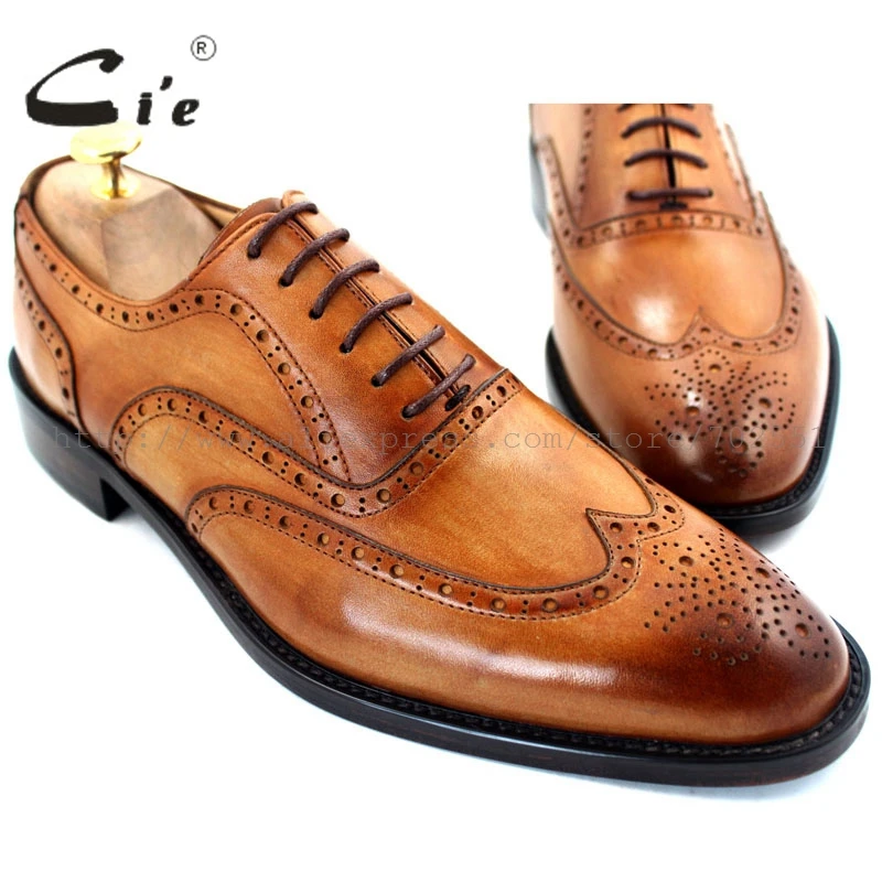 cie round toe full brogue shoes men custom handmade calf leather men leather dress shoes men\'s oxford shoe color brown No.OX208