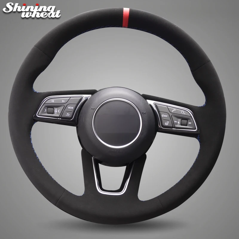 

Shining wheat Black Suede Steering Wheel Cover for Audi A1 (8X) Sportback A3 (8V) A4 (B9) Avant A5 (F5) Q2