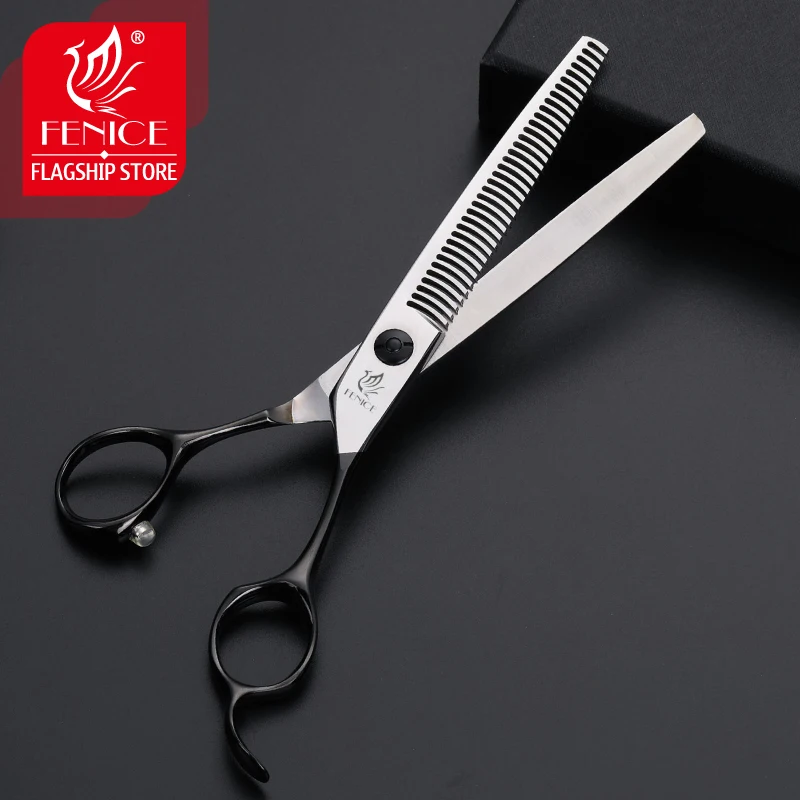 Fenice 6.5 Inch Hond Haar Grooming Schaar Professionele Huisdieren Dunner Snijden Shear Met Zwart/Goud Handvat Japan 440C