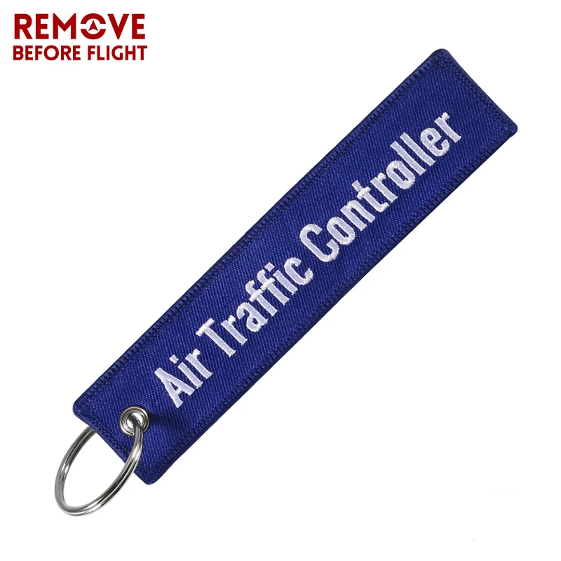 3 PCS/LOT Remove Before Flight ATC Key Chain Jewelry Embroidery Blue Air Traffic Controller Key Ring Chain for Fashion Keychains