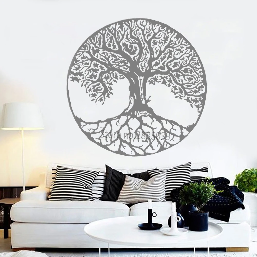 Tree of Life Wall Decals Vinyl Large Tree Wall Stickers Trees Wall Decor Kabbalah Symbol Art Murals Wallpapers Yoga Room LC998