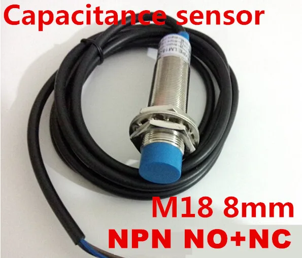 

M18 NPN NO+NC proximity capacitance sensor normally Open and normally Close switch DC 4 wires distance 8mm posistion sensor